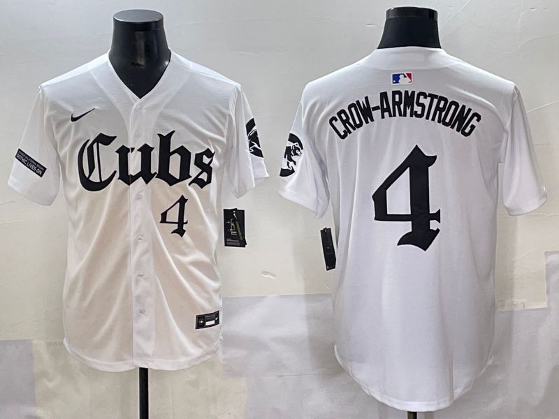 Men 2025 Chicago Cubs #4 Crow-Armstrong White Five generations Joint Name Nike MLB Jersey style 12->chicago cubs->MLB Jersey